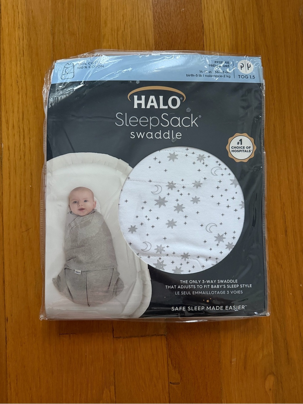 HALO SleepSack Swaddle - Gray & White Star Print